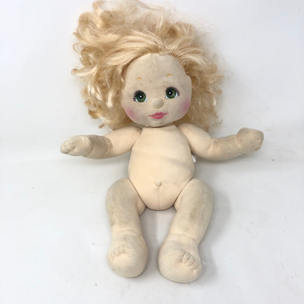 Vintage Mattel My Child Doll Blonde Hair Green Eyes Plush Toy 1985